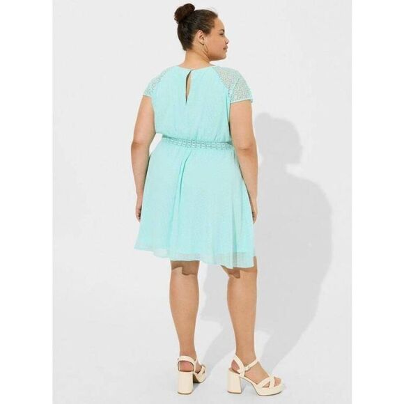 Torrid Mini Clip Dot Crochet Lace Skater Dress - Picture 3 of 3